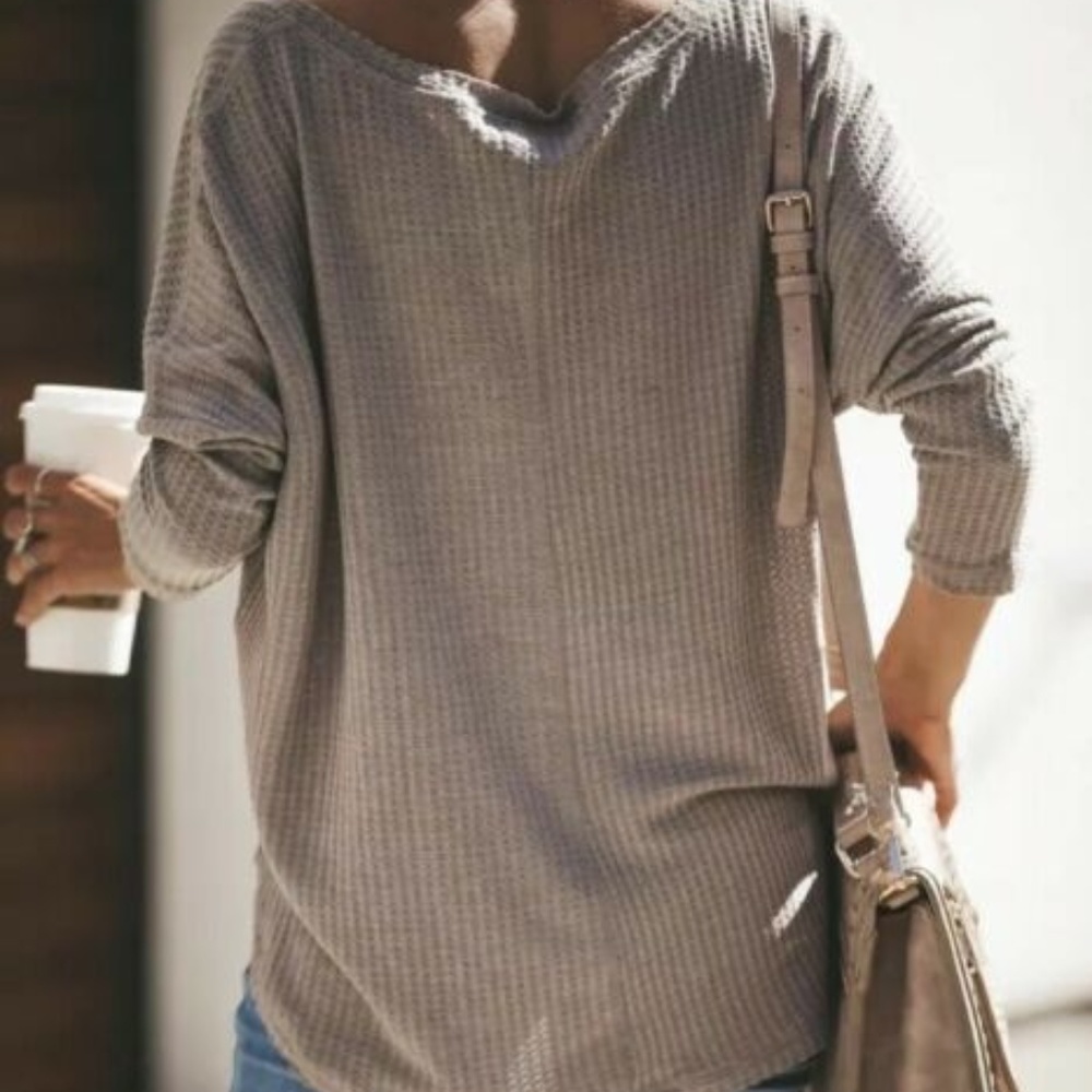 Last One! Thermal Knit Tunic Top Sweater - Picture 4 of 7